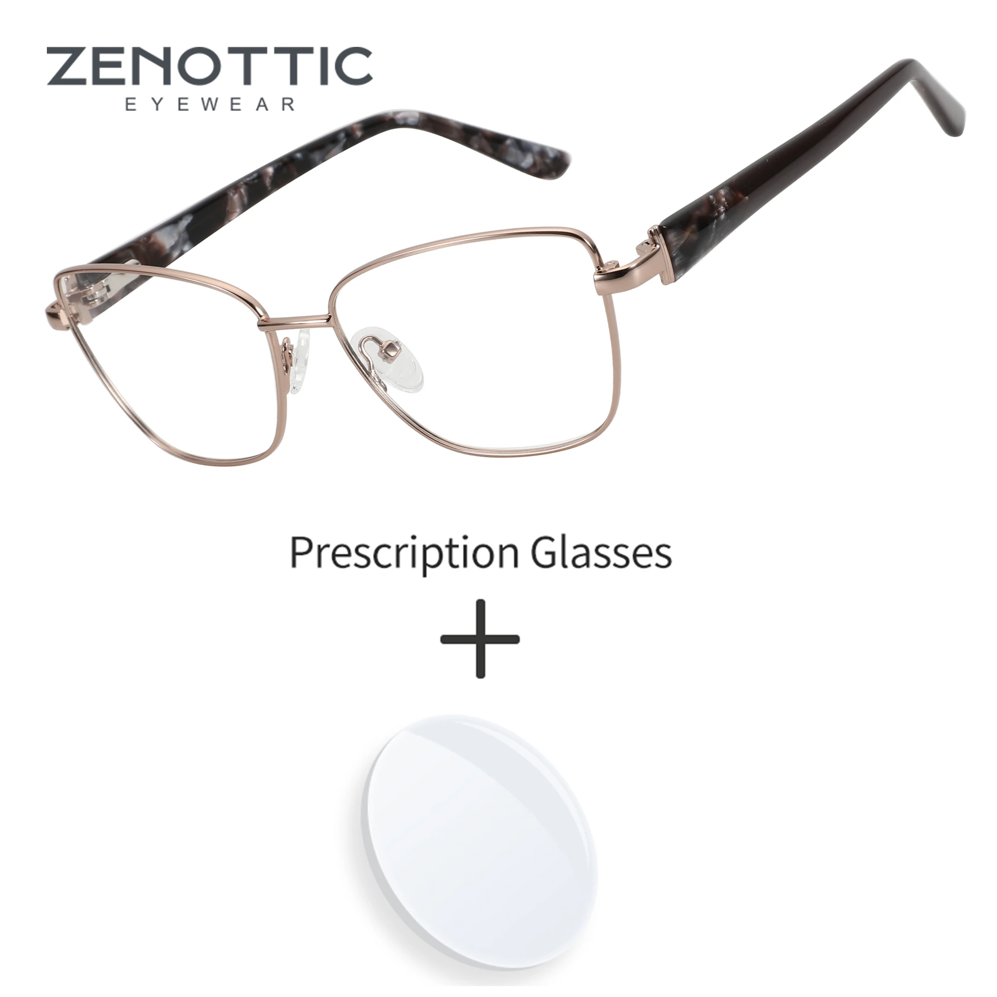 

ZENOTTIC модные металлические очки по рецепту с бабочкой, анти-синий свет, близорукость/дальнозоркость/прогрессивные оптические очки для женщин