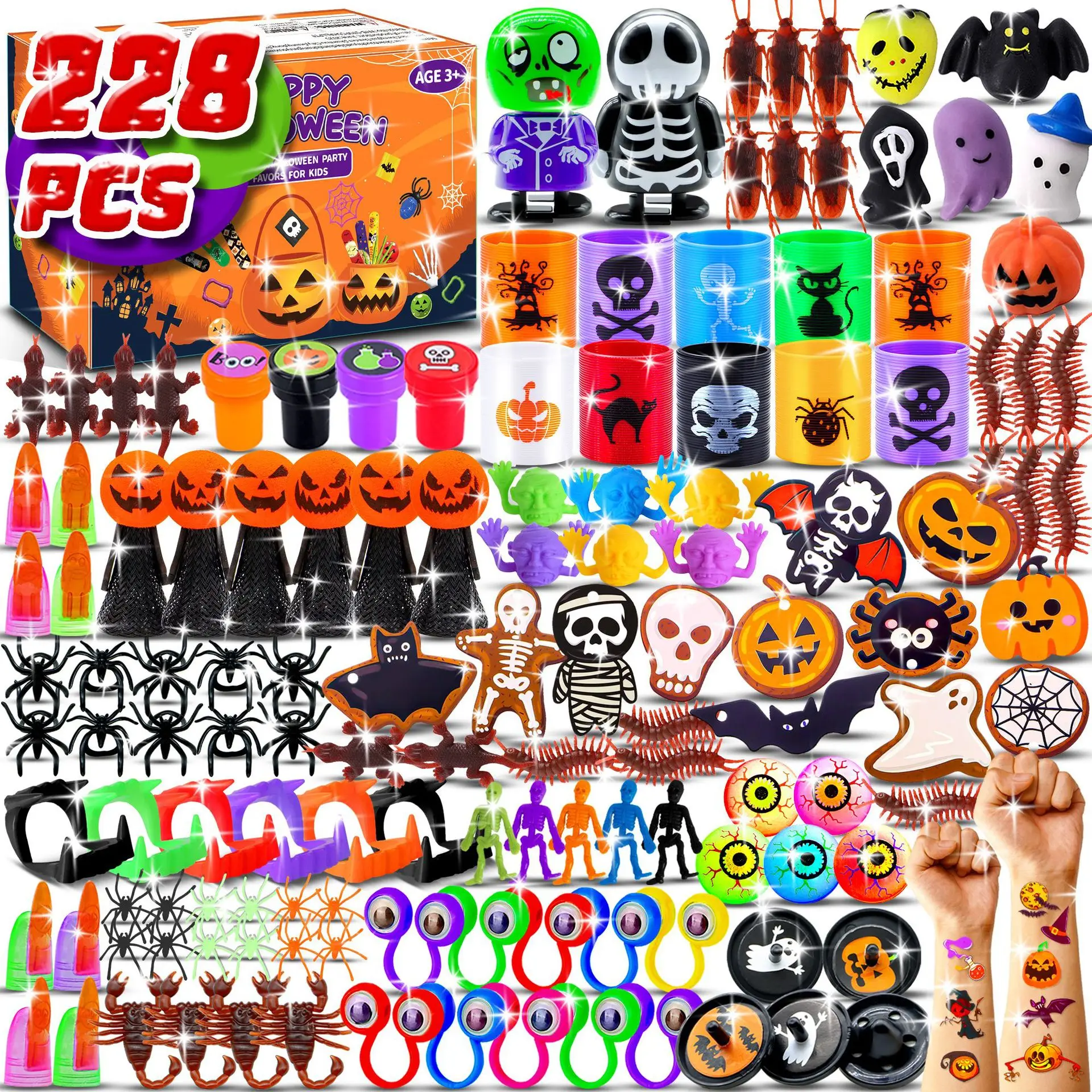 Halloween Fidget Toy Set For Kids - Party Favors Assortment Birthday Pinata Fillers Bulk Gifts for Children Classroom Prize