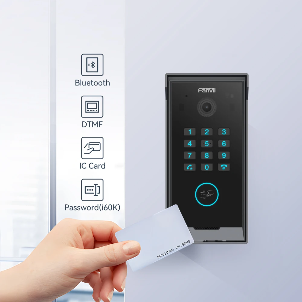 Fanvil SIP Video Intercom Remote Control Membuka Kunci Telepon Pintu dengan Keypad Numerik Sistem Penglihatan Malam Luar Ruangan/Dalam Ruangan Tahan Air
