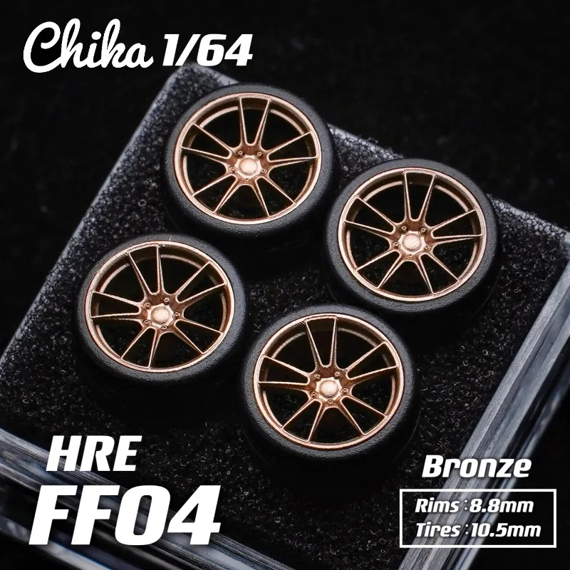 1/64 Chika Nabes Wheels 10.5mm HRE FF04 Tyres or Caliper Brake Modified Tires Stance Wheel for 1:64 Model Cars