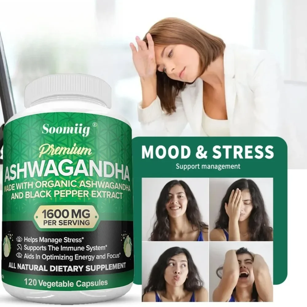 

Ashwagandha Supplement with Black Pepper Extract for Increased Absorption, Stress-Related Fatigue Support, 120 Capsules