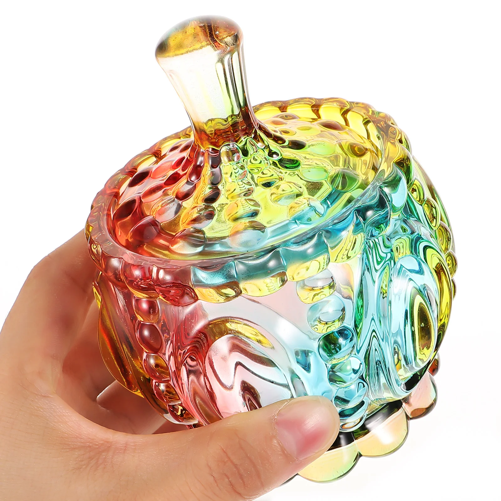 

1Pcs Creative Glass Candy Bottle European Colored Fruit Tray Delicate Transparent Storage Container for Candies Snacks Toothpick