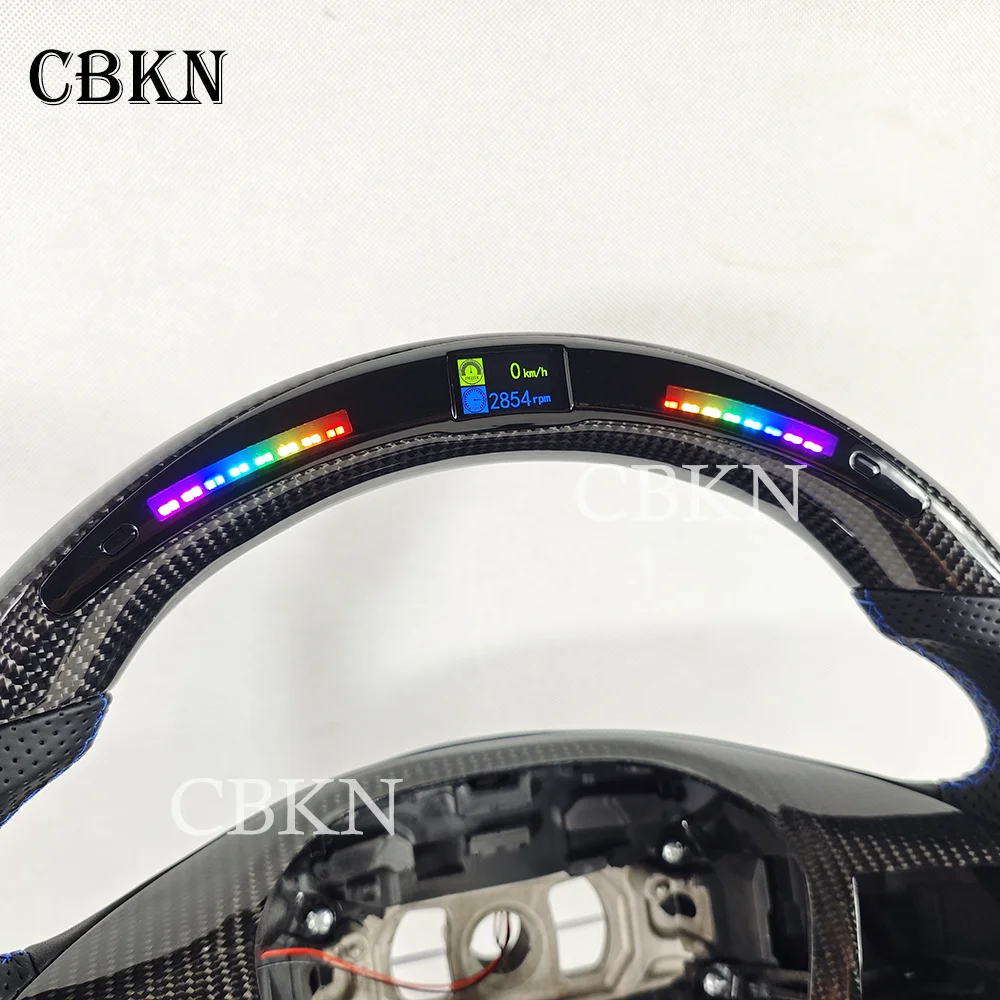 LED RPM Real Carbon Fiber Steering Wheel For Maserati President Ghibli Quattroporte GTS 2012-2020 Upgrade sports style Alcantara