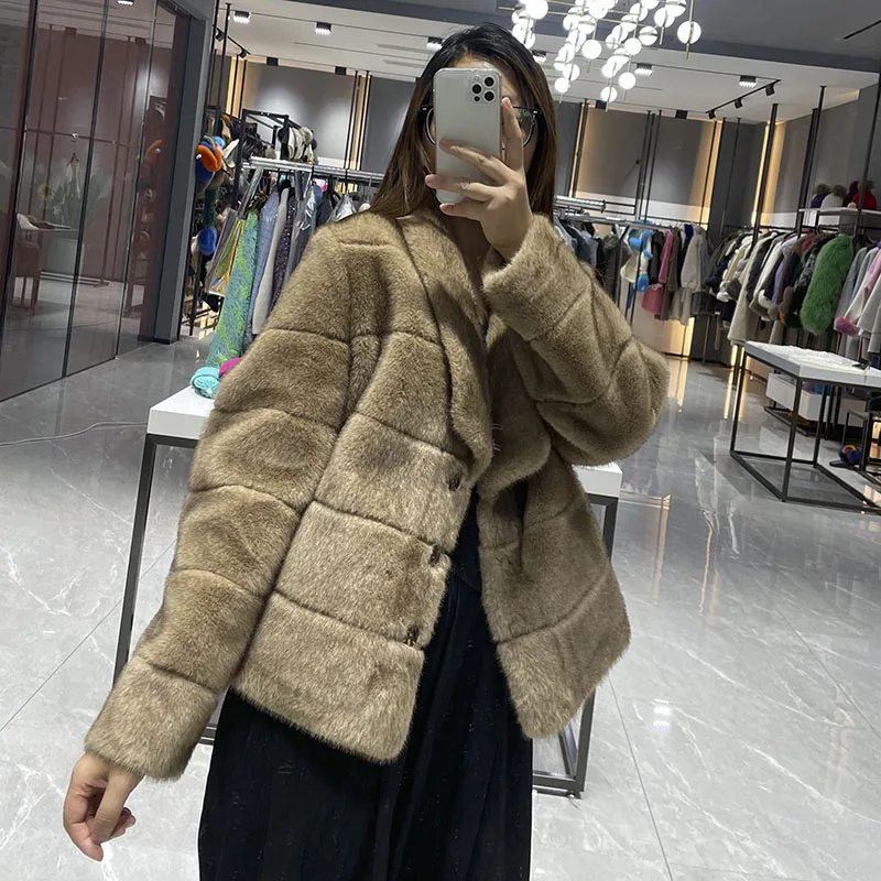 Women's Winter Coat Faux Mink Jacket Thick Warm Faux Fur Coat Female Overcoat Lady New Fashion