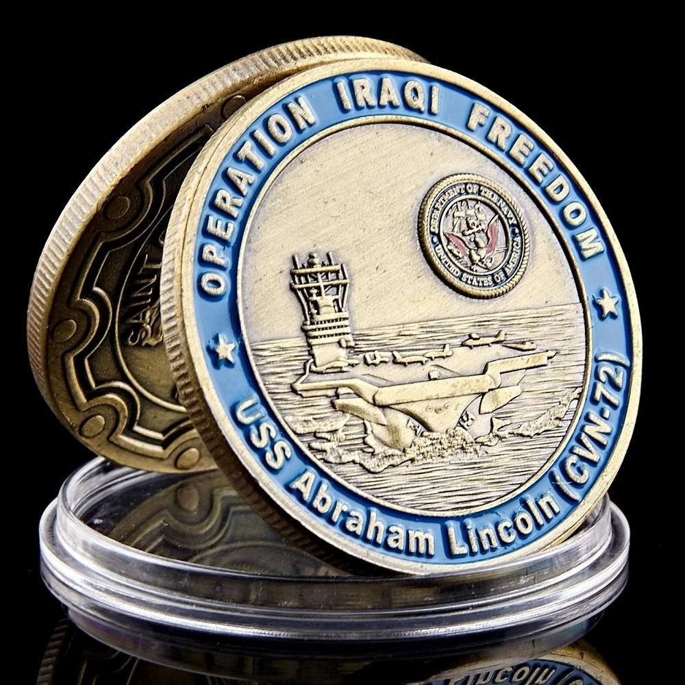 

USA Operation Iraqi Freedom USS Abraham Lincoln Aircraft CVN-72 Carrier Bronze Collectible Challenge Coin