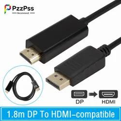 1080p DisplayPort Display Port DP To HDMI-compatible Adapter Cable 1.8m Male to Male Converter For PC Computer Laptop Projector