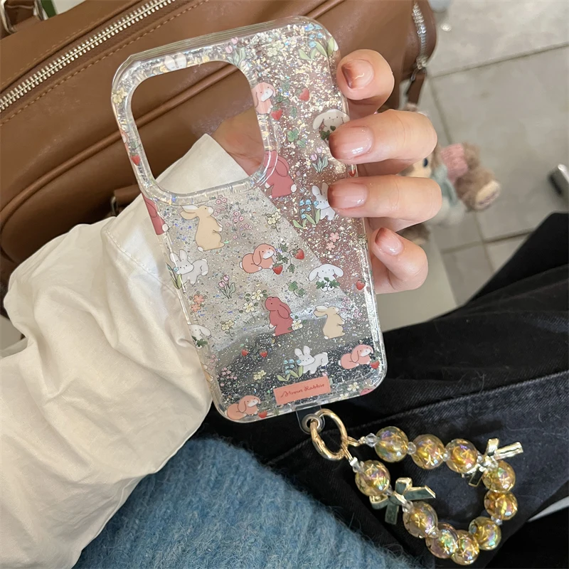 مسحوق ساطع IND | ساطع مسحوق زهرة الأرنب | هدية لصديقتك بسلسلة القوس | مناسبة آيفون 11 12 13 14 15 16 17 برو ماكس #3