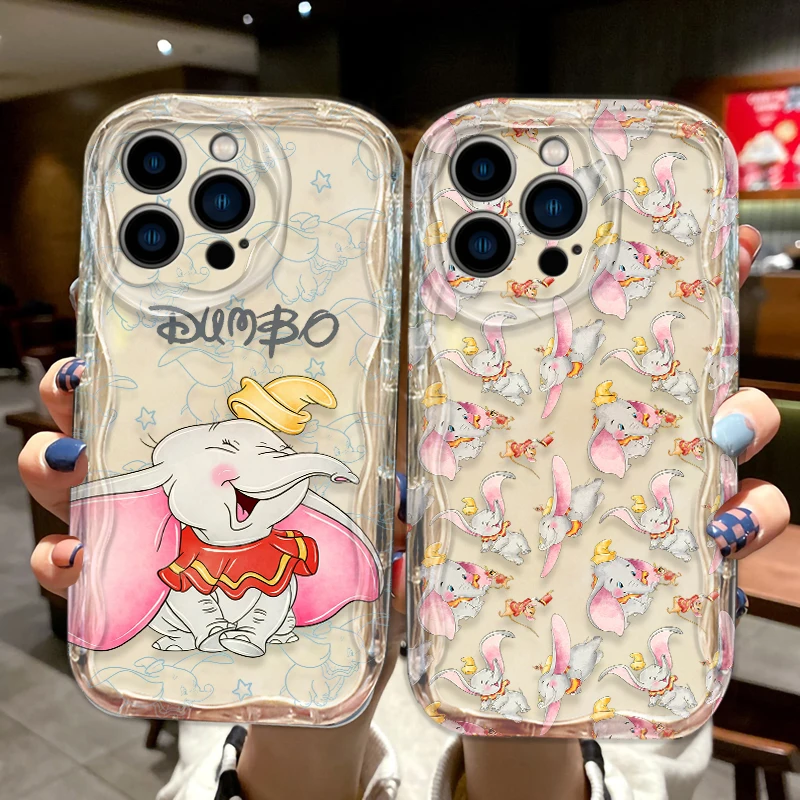 Dumbo Cartoon Love Phone case For Apple iPhone 15 14 13 12 11 Pro X XR XS Max Plus 8 7 Plus SE Wave Oil Cover