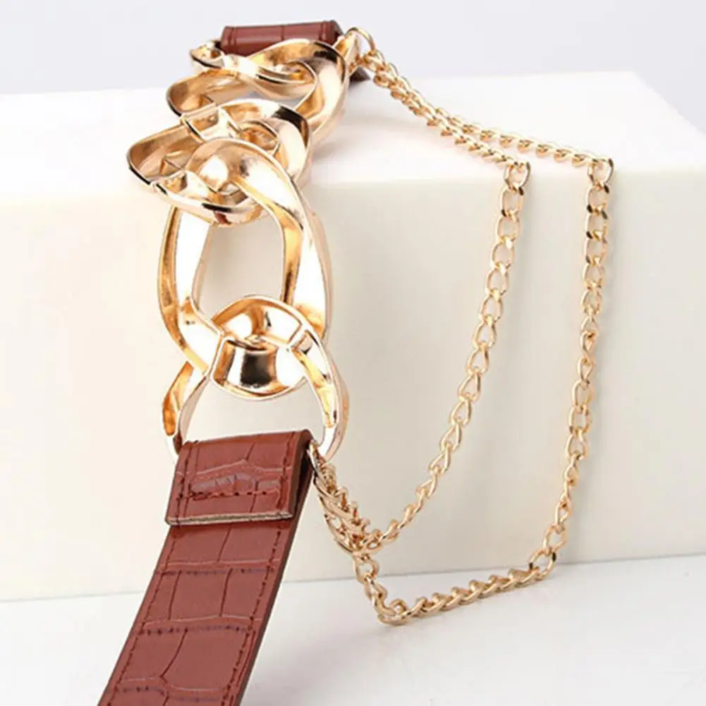 

Women Casual Belt Stylish Metal Chain Tassel Women's Belt Adjustable Casual Imitation Leather Design for Shirts Jeans Versatile