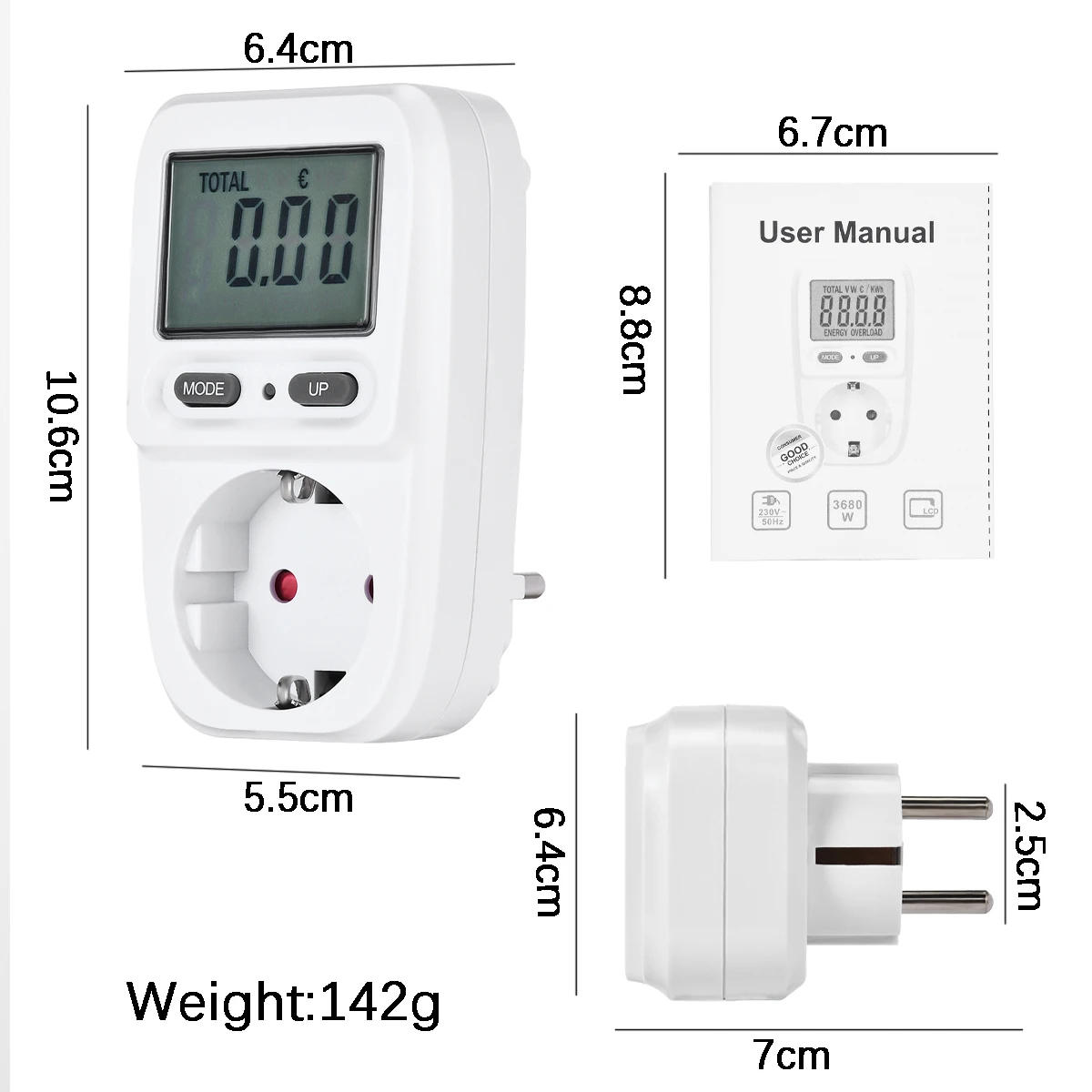 1pc European Standard Power Metering Socket Billing Socket Intelligent Biller Intelligent Billing Socket