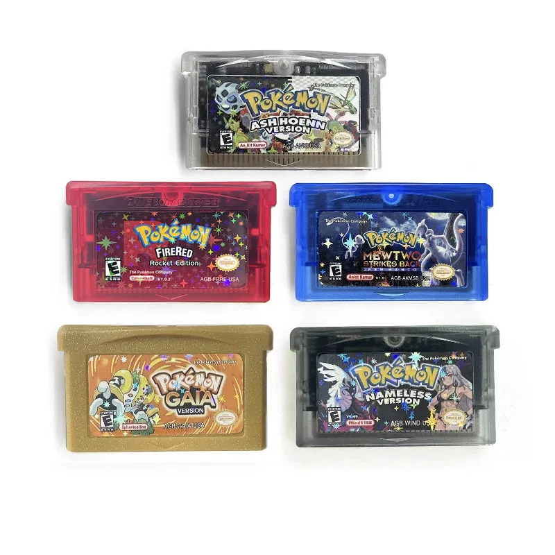 Cartucho de Jogo Hack GBA USA 1M Flash Cart Pokémon MEWTWO STRIKES BACK GAIA Firered Rocket Nameless para Console de Videogame
