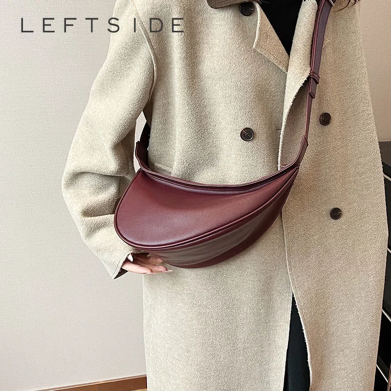 LEFTSIDE Design Fashion Retro Women Small Handbags and Purses 2023 Winter Luxury Leather Crossbody Bags Shoulder Bags Bolsas