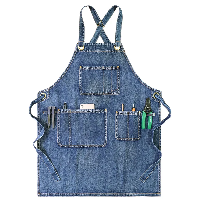 

Washed denim apron cotton baking restaurant outdoor new workwear apron