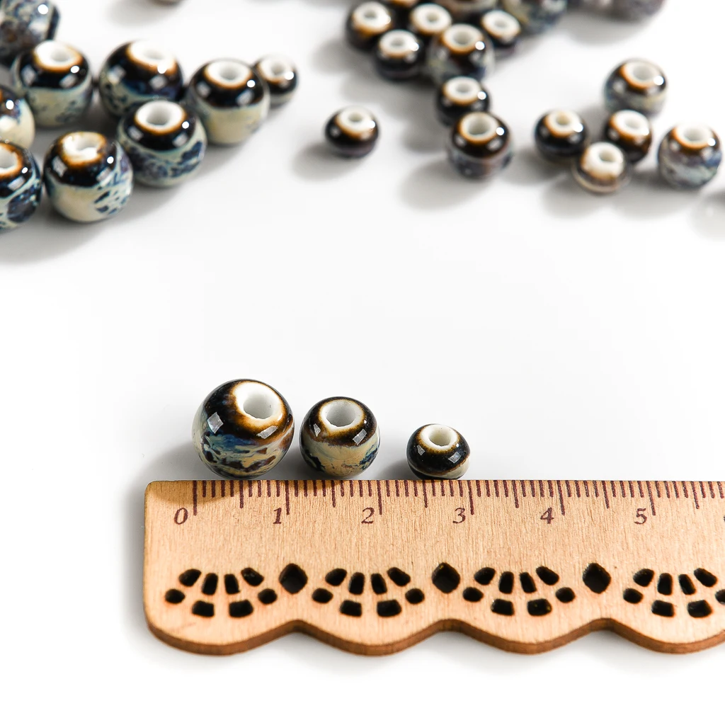 Coffee Color Porcelain Beads Ceramic Round Bead Diy 10mm 12mm 14mm Jewery Making Wholesale  #A509C