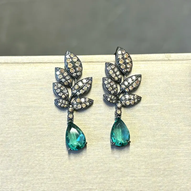 

Bilincolor винтажные висячие серьги с листьями и зелеными цветами для женщин