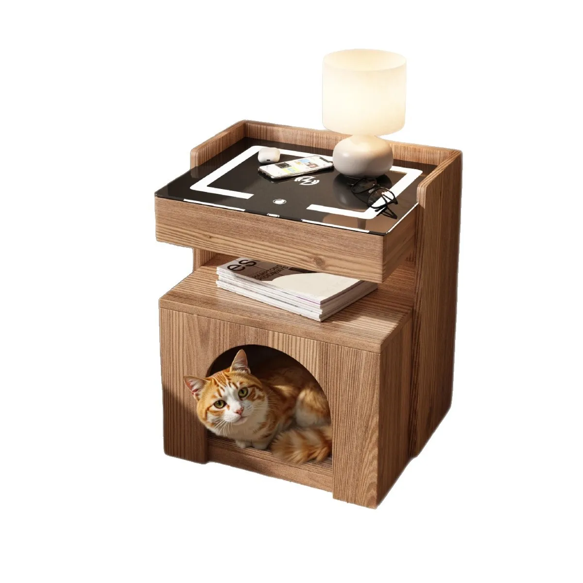 Efficient custom solid wood cat nest bedside bedside bedroom multi-functional pet cabinet