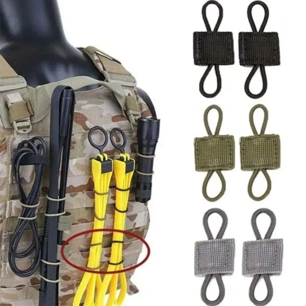 5pcs Multi‑Use Elastic Nylon Webbing Ribbon Buckle Outdoor Hiking Backpack Vest Durable PTT Antenna Stick Pipe Binding Retainer