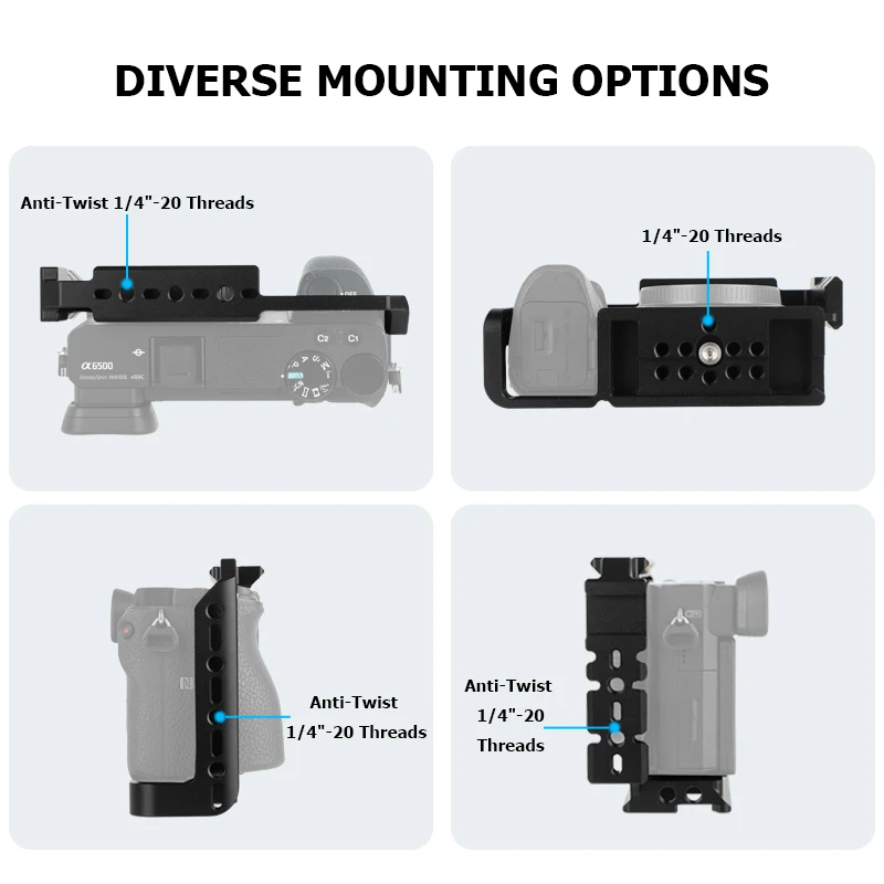 CAMVATE Aluminum Full Camera Cage for Sony a6700 with Shoe Mount & Arca-Type Base and NATO Rail for Handle LED Light Monitor Mic