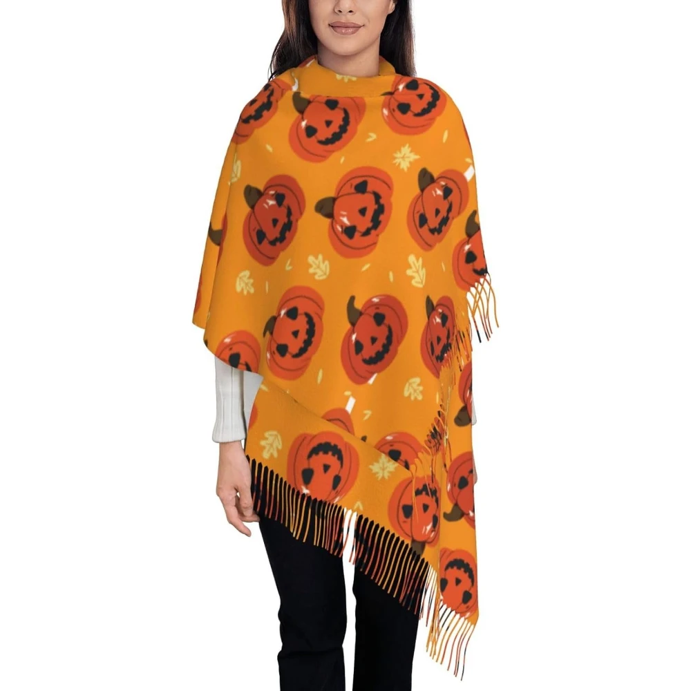 

Шарф унисекс на Хэллоуин, Рождественский шарф, осень-зима, теплые вязаные длинные шарфы, паутина, летучая мышь, принт, один размер