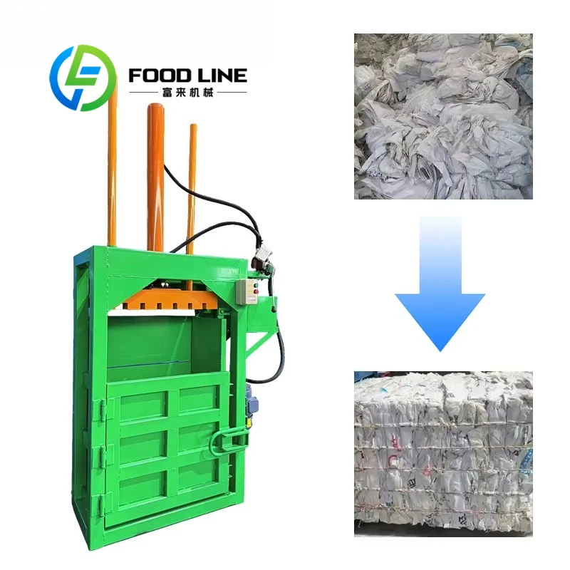 High Pressure Vertical Hydraulic Baling Equipment Powerful Cylinder For Compressing Textile Cloth Fiber And Soft Waste Goods