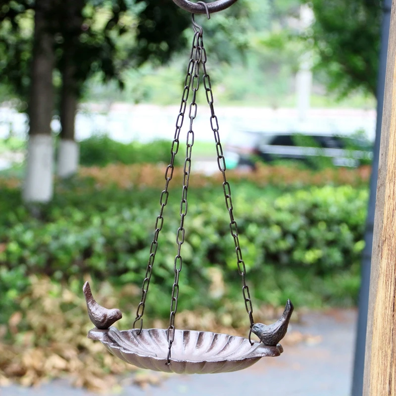 Cast Iron Hanging Bird Feeder For Wild Bird Perched Love Birds Garden Porch Tree Decor Bird Bath Farmhouse Heavy Duty Rustic