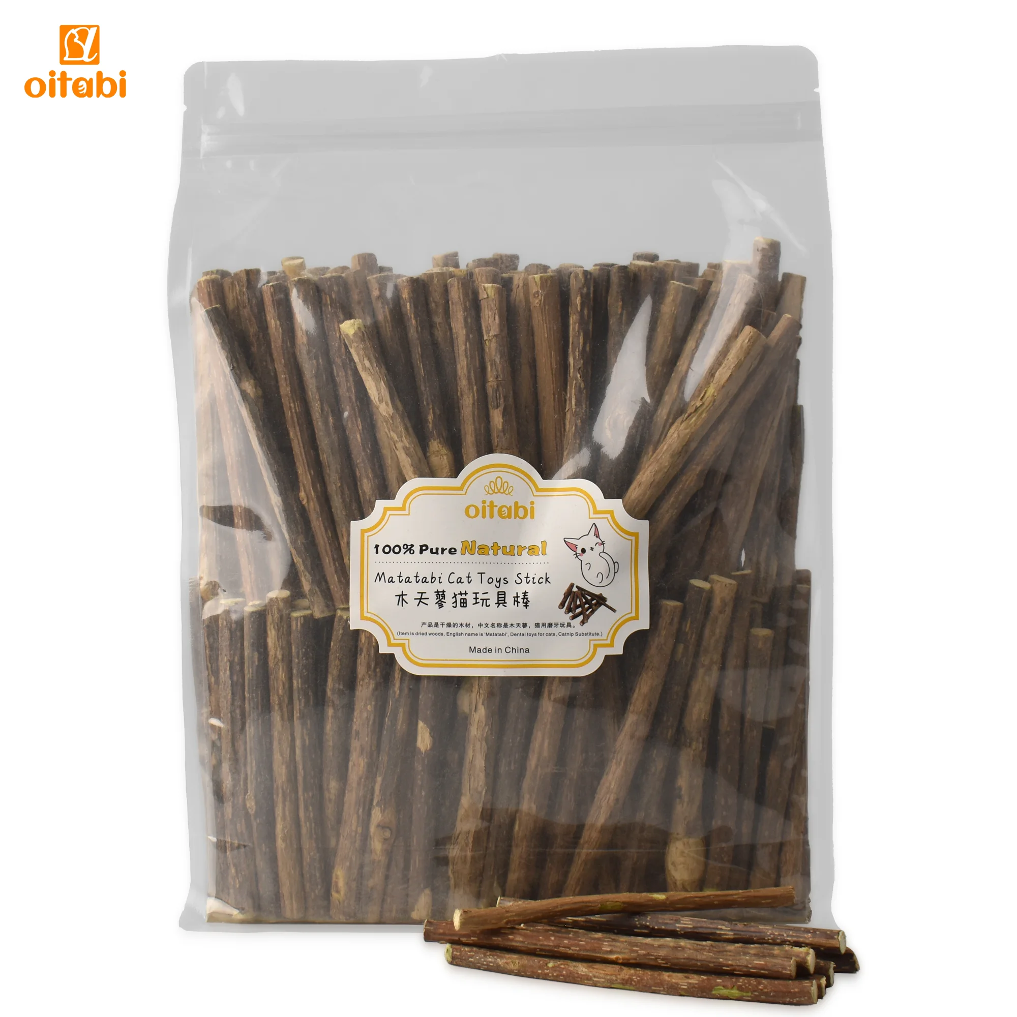

Oitabi 1kg Slivervine Sticks Organic Cat Chew Toys Natural Plant Matatabi Chew Sticks Kitten Teeth Cleaning 120x7-10mm