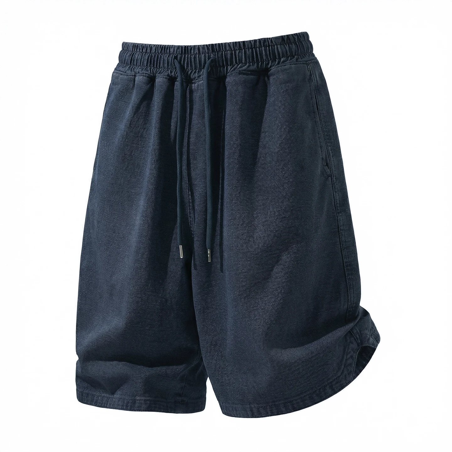 

Men's Summer Straight Loose Washed Denim Shorts Men Daily simple casual brand clothing youth thin short elastic waist drawstring