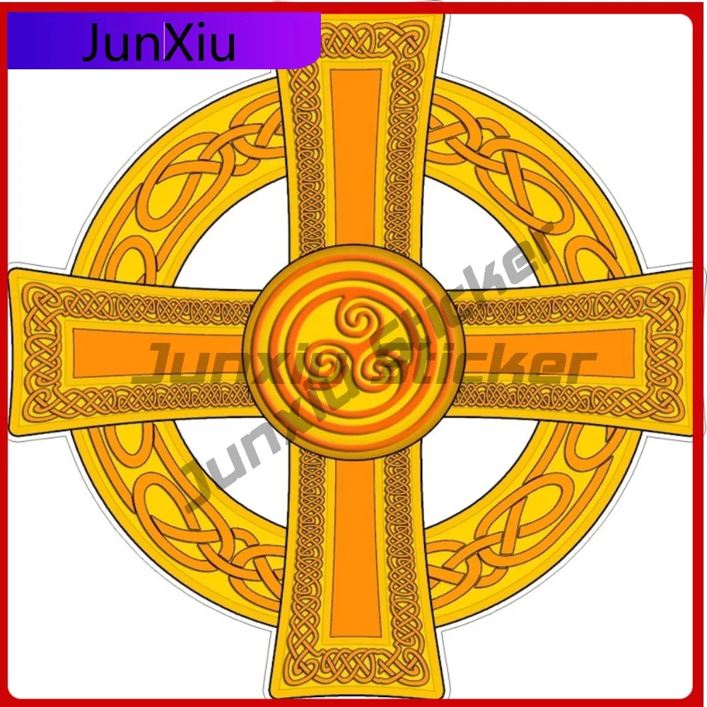 

Celtic Cross Irish Style Golden Cross Knot Sticker Camping Car Decoration Emblem Adventure Motorcycle Stickers Custom Pictures