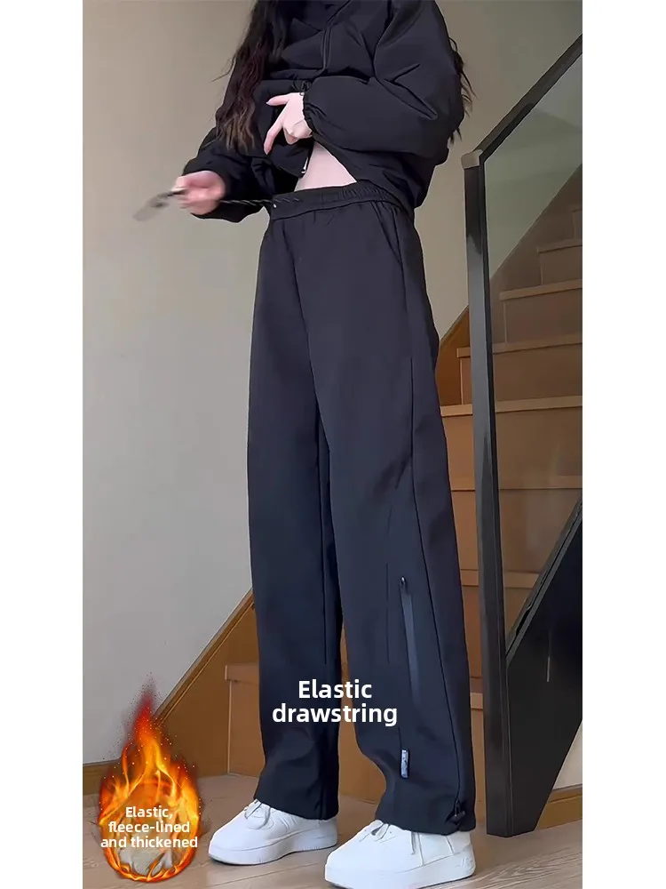 

Мужские зимние брюки для катания на лыжах с флисовой подкладкой из Харбина, водонепроницаемые, теплые, для снега, спортивные, прямые, повседневные