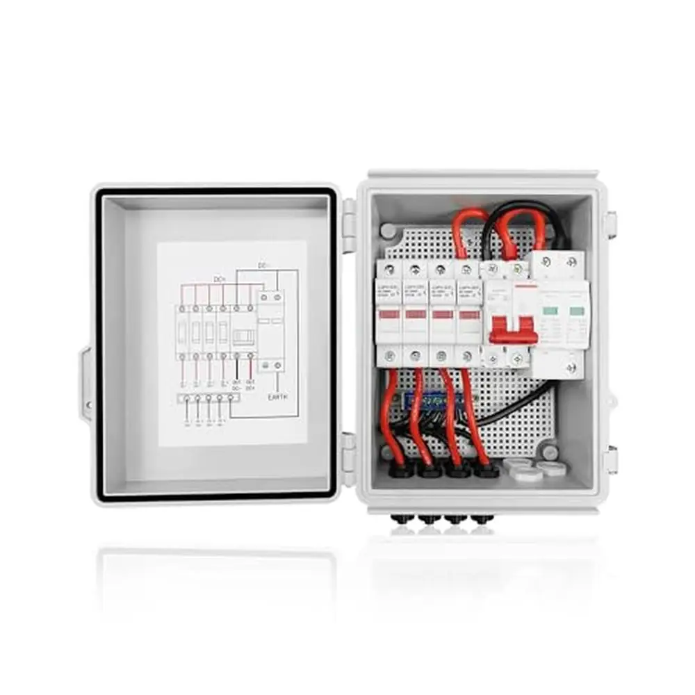 Solar Panel System 4 String PV Combiner Box Fuse 10A Switch Lightning Arrester Metal Buckle Waterproof IP65 Chilin PV Grid