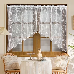 1pc Lace Bird Short Curtians for Kitchen Cafe Study Room Spring Pastoral Half Sheer Small Window Valance Drapes