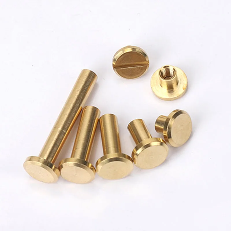 10pcs Solid Brass Binding Chicago Screws Nail Stud Rivets for Photo Album Leather Craft Studs Belt Wallet Fasteners 8mm cap