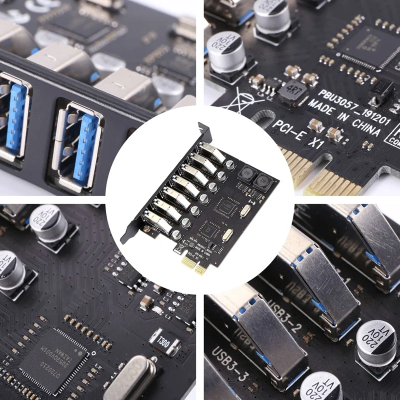 USB 3.0 PCI-E Expansion Card Adapter 7 Ports USB 3.0 Hub Adapter External PCI-E Extender PCI Express Card For Desktop