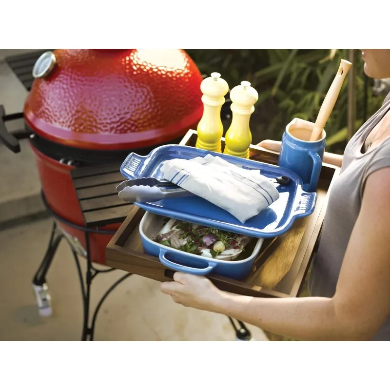 Toneware Plato Rectangular con Tapa de Plato, 3 cuartos, Cereza