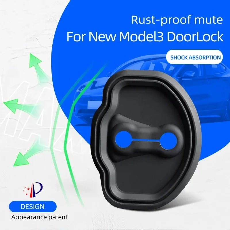 

Ssilicone 4Pcs Car Door Lock Buckle Protection Cover For Tesla Model 3 Y Model X Door Absorber Cushion Interior Accessories