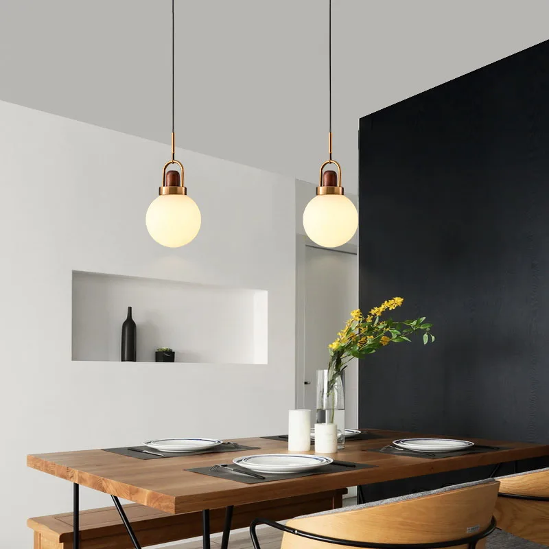 

Modern minimalist glass restaurant pendant light, bar counter, creative and personalized bedroom bedside pendant light