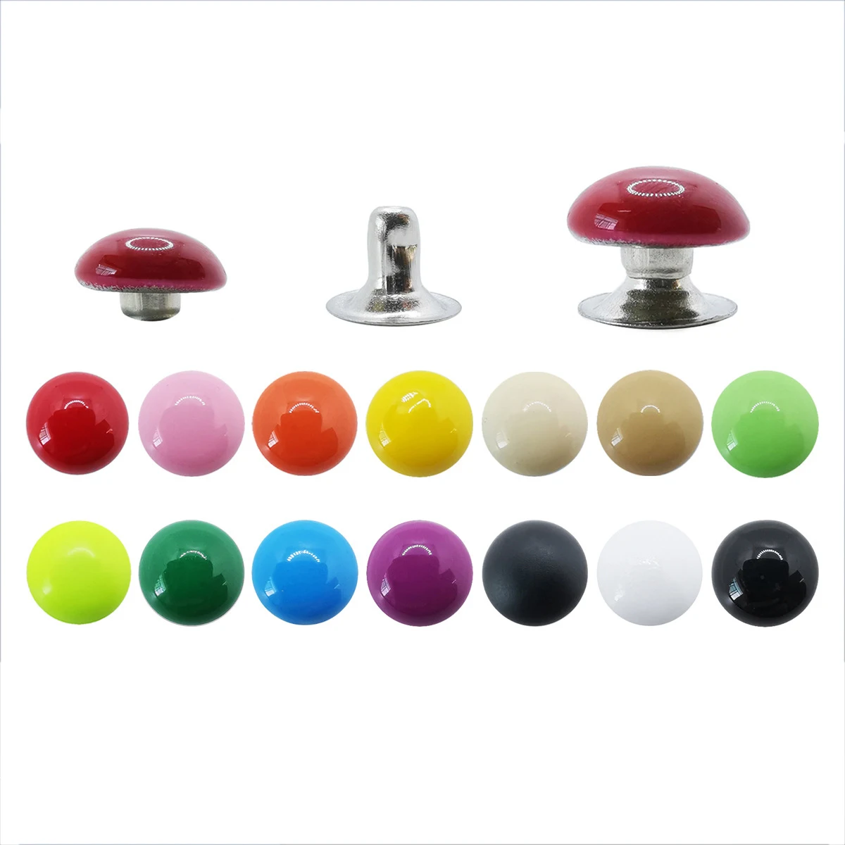 100set rivetti con cappuccio a cupola 14 colori borchie in metallo rivetto rotondo per borsa artigianale in pelle cintura abbigliamento