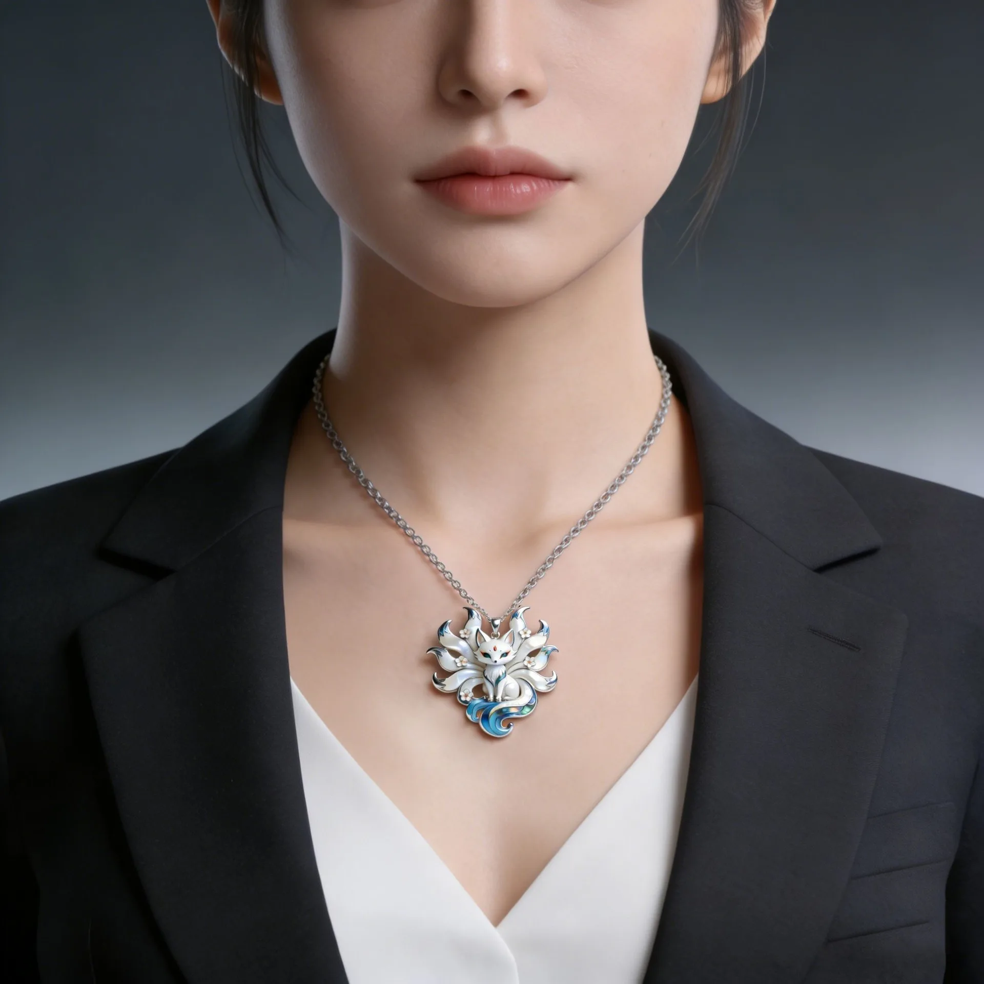 Exquisite Nine-Tailed Fox Enamel Pendant Necklace Cartoon Animal Blending Modern Trends With Chinese Style Perfect Jewelry Gift