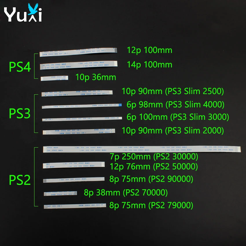 

YuXi 10pcs For PS4 Pro Slim Controller 10 12 14 Pin Flex Ribbon Cable For PS3 Slim Flexible Flat Cable For PS2 3W 5W 7W 7W9 9W