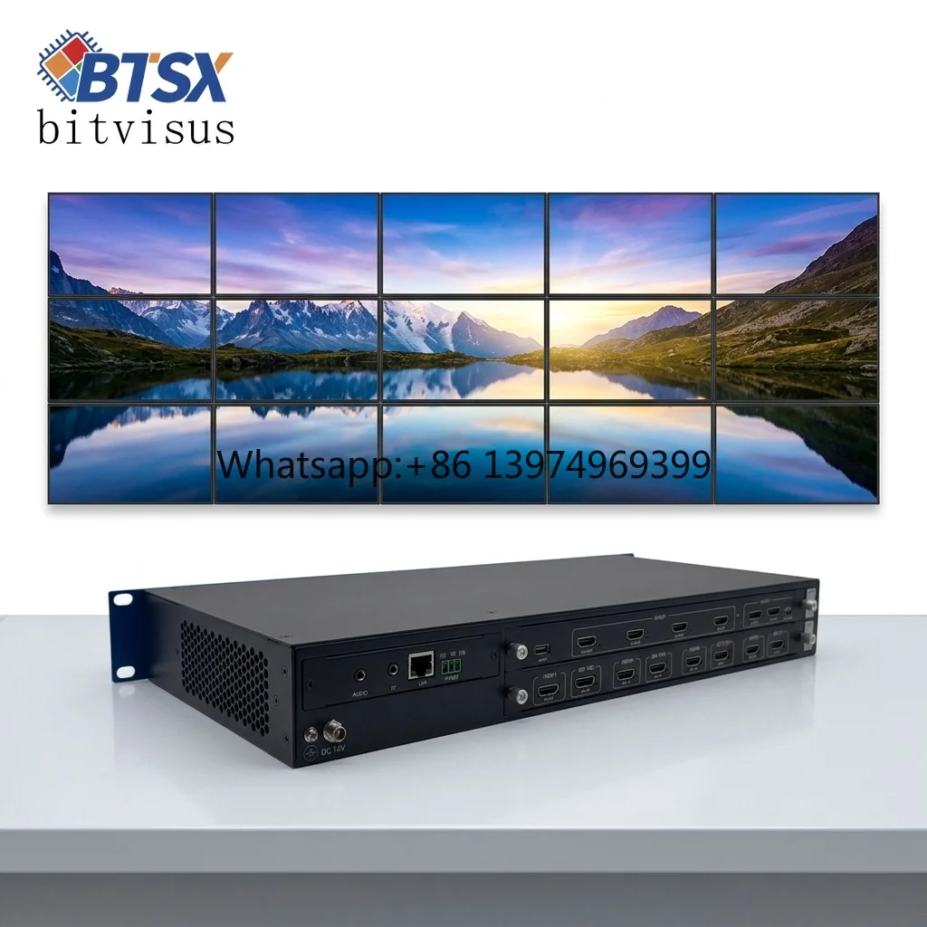1 in 15 Out 8K Ultra HD Video Wall Box Support 1x15 3x5 Layout 180° Screen Rotation 3.5mm Separate Audio for VR Ring Screen
