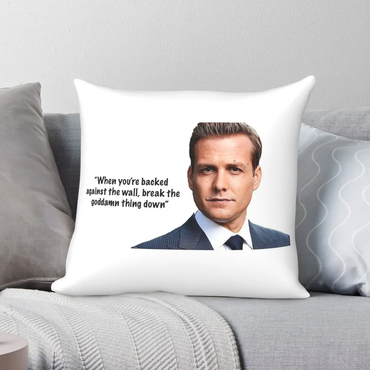 Suits Tv Harvey Specter Pillowcase Polyester Linen Velvet Pattern Zip Decor Room Cushion Case