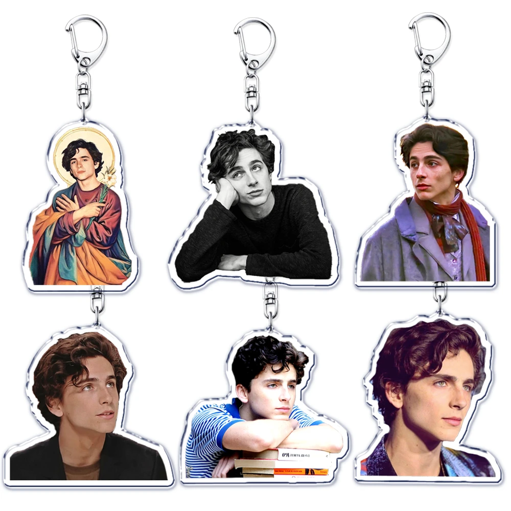 Popular Actor Timothee Chalamet Keychains for Accessories Bag Keyrings Call Me By Your Name Cmbyn Jewelry Friends Fans Gifts