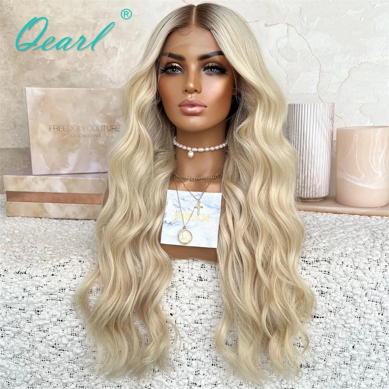 

Natural Hair Wig for Women Ombre Blonde Full Lace Wigs 100% Real Human Hair Wig Loose Wavy 13x6 HD Lace Frontal Wig Sale Qearl