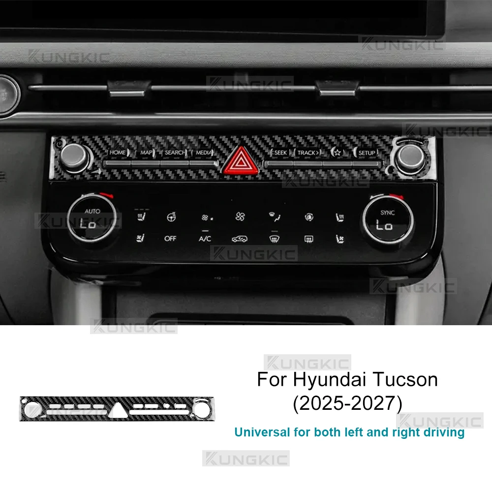 Echte weiche Carbonfaser-Aufkleber für Hyundai Tucson NX4 2025 2026 2027 LHD RHD Auto Mittelkonsole CD-Rahmen Innenverkleidung Zubehör