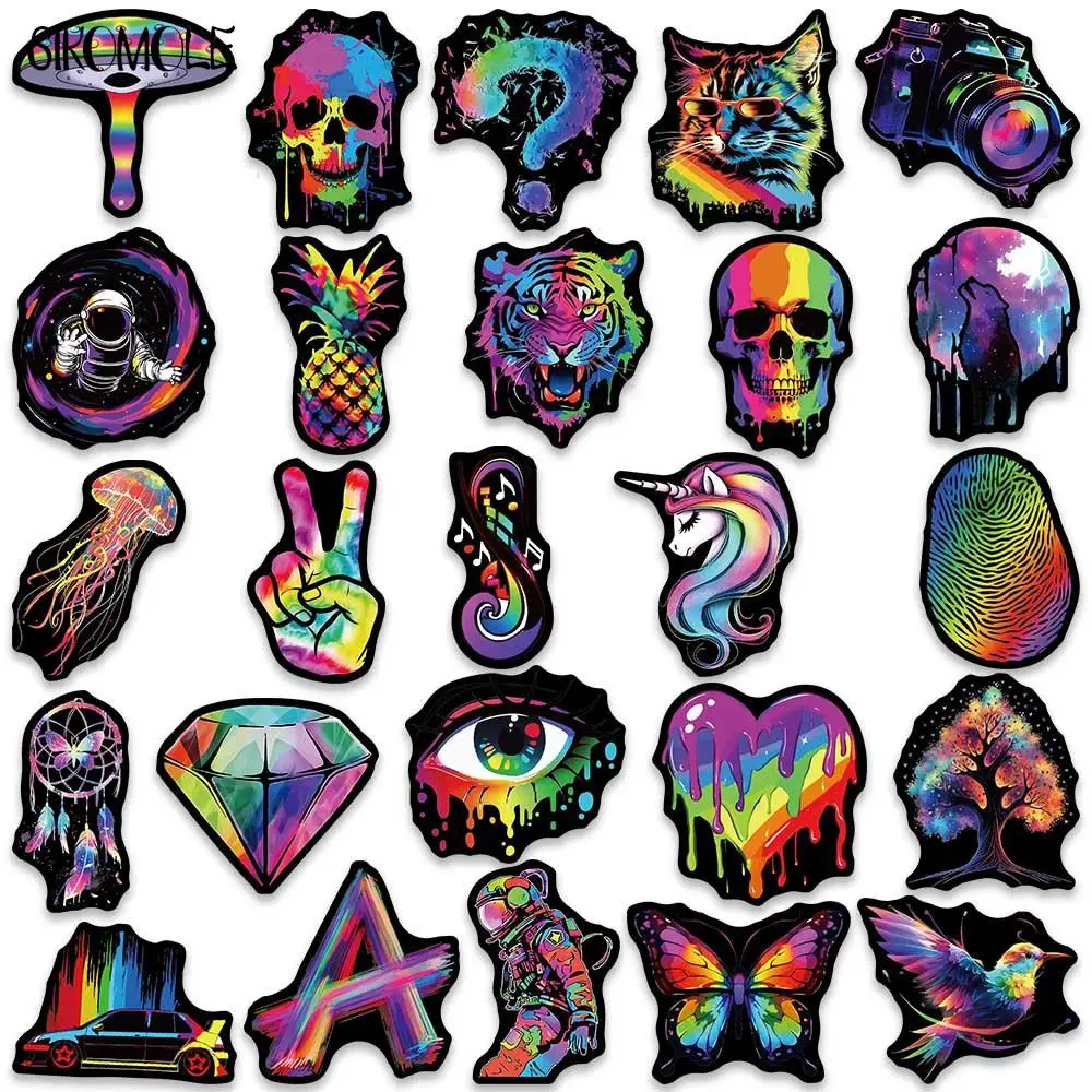 10/30/50PCS Cartoon Neon Colorful Art Graffiti Stickers Black Aesthetic DIY Travel Luggage Guitar Fridge Laptop Sticker Decals