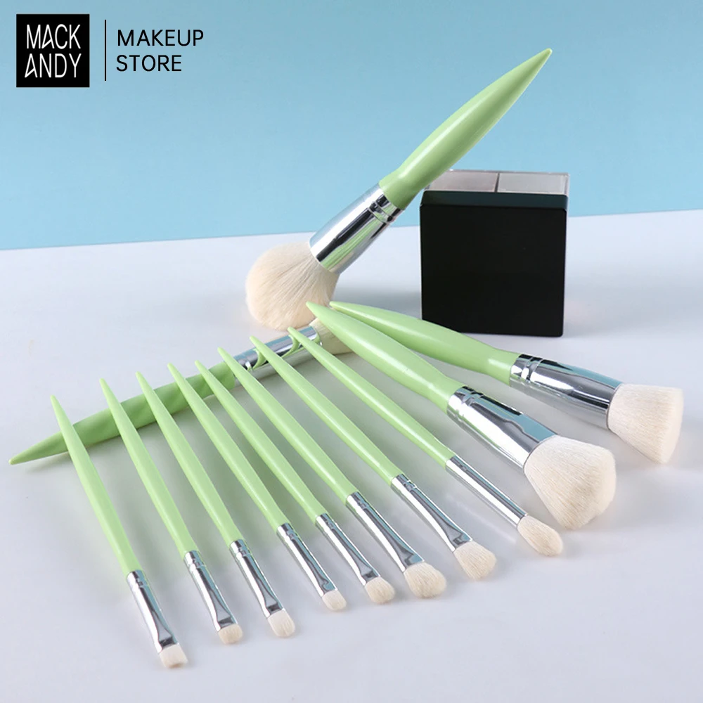 MACKANDY-Ensemble de pinceaux de maquillage professionnels, fond de teint, correcteurs pour les yeux, ShadelPowder, pinceaux de mélange, outils de beauté avec sac, 12 pièces