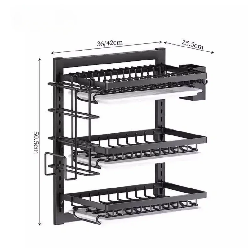 Wall Mounted Kitchen Rack with Drainboard No Drilling Required Integrated Sink and Cutlery Holder Space Saving Storage