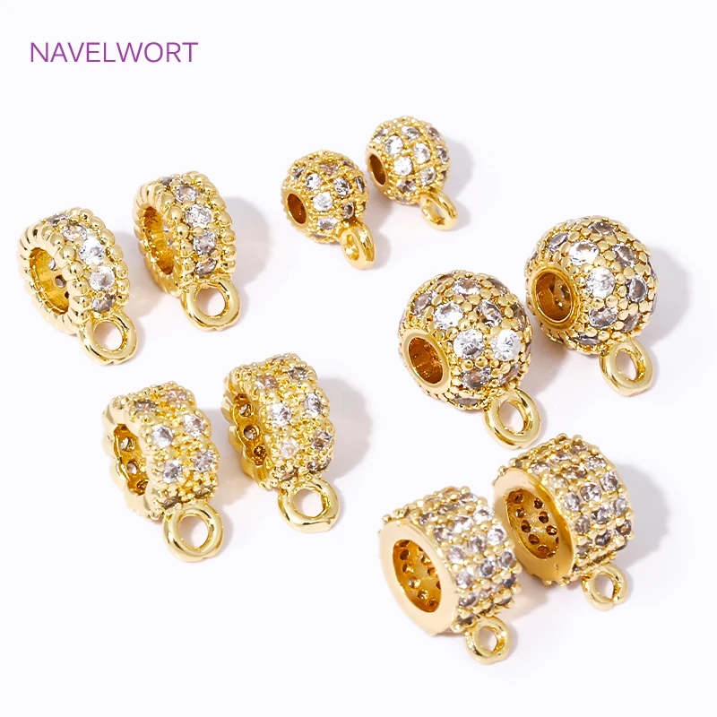 5 Styles Pendant Bail Connector 18K Gold Plated Inlaid Zircon Pendant Bail With Closed Ring,Bailes For Jewelry,DIY Accessories