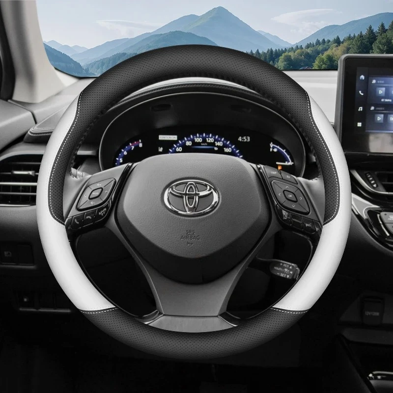 Leather Car Steering Wheel Cover for Toyota Corolla Cross Highlander Chr Rav4 Crown Agya Cruiser Yaris Camry Auto Accessories