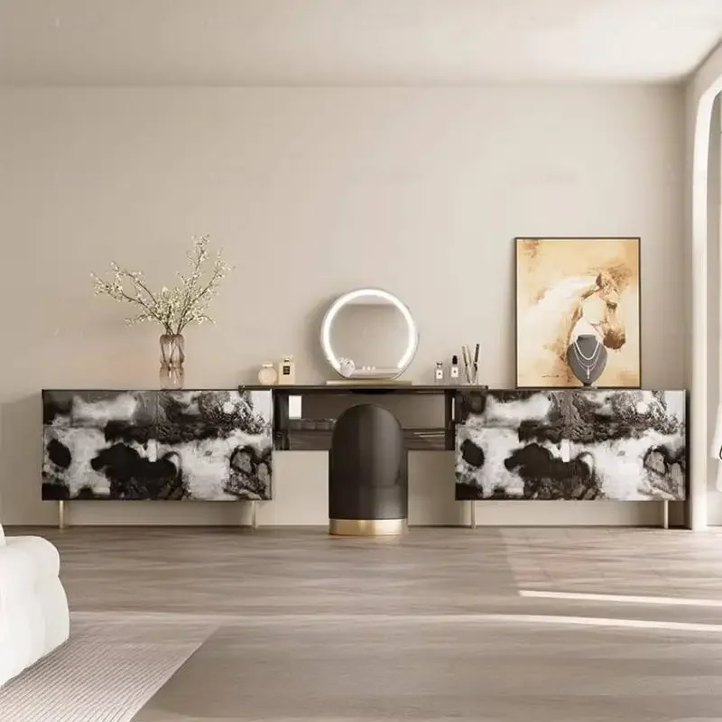 Cheap Glossy Makeup Vanity Desk Black Modern Vintage Makeup Vanity Desk Space Saving Kaptafel Furniture For Home